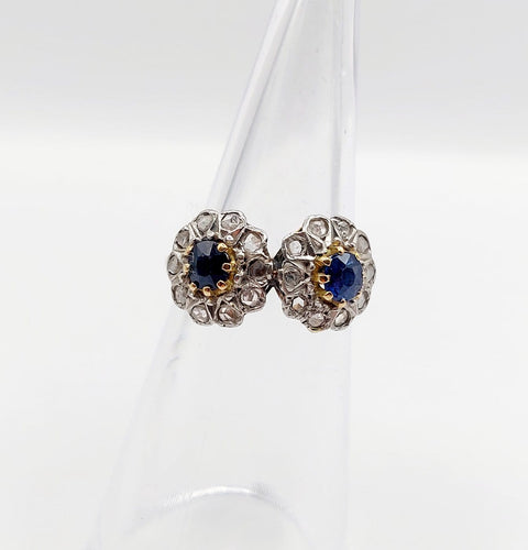 Bague 48 Bague marguerite - Bague en or rose 18k, platine, saphirs et diamants 58 Facettes A06999