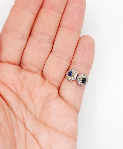 Bague 48 Bague marguerite - Bague en or rose 18k, platine, saphirs et diamants 58 Facettes A06999