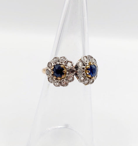 Bague 48 Bague marguerite - Bague en or rose 18k, platine, saphirs et diamants 58 Facettes A06999