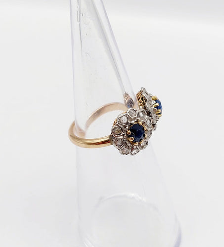 Bague 48 Bague marguerite - Bague en or rose 18k, platine, saphirs et diamants 58 Facettes A06999