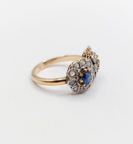 Bague 48 Bague marguerite - Bague en or rose 18k, platine, saphirs et diamants 58 Facettes A06999
