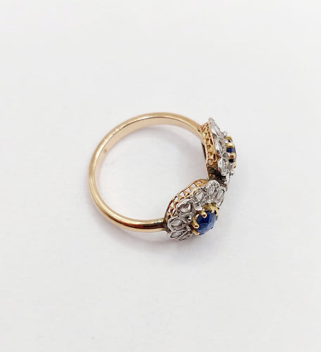 Bague 48 Bague marguerite - Bague en or rose 18k, platine, saphirs et diamants 58 Facettes A06999