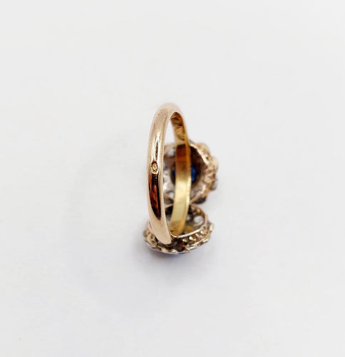 Bague 48 Bague marguerite - Bague en or rose 18k, platine, saphirs et diamants 58 Facettes A06999