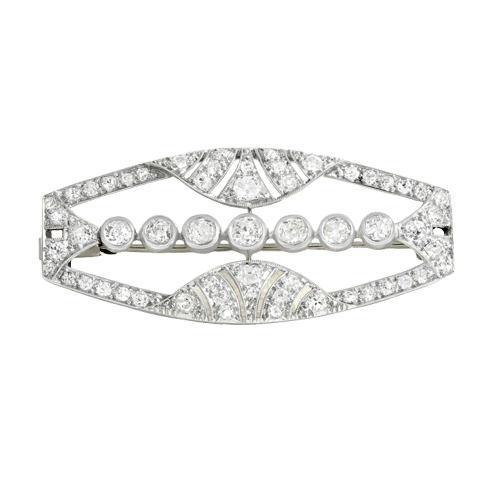 Broche Broche plaque Art déco en platine et diamants 58 Facettes 65000016