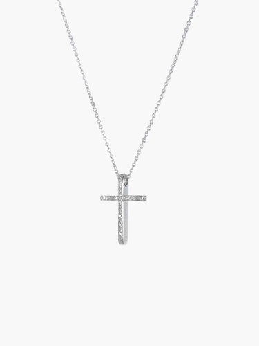 Collier Croix - Collier en or blanc 14 carats et diamants 58 Facettes BO/220010