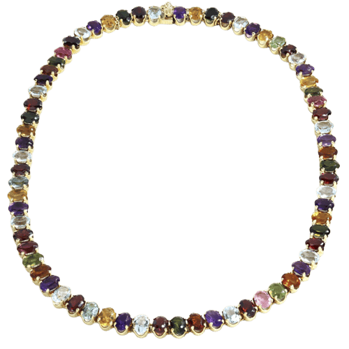 Collier Collier rivière en or jaune et pierres fines multicolores 58 Facettes OC-63900033