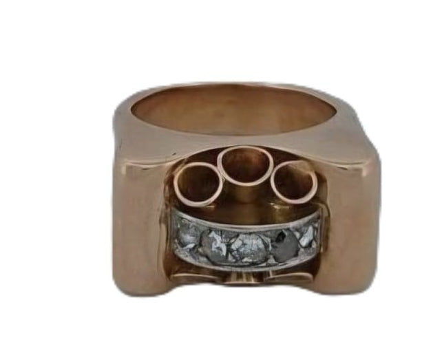 Bague 43 Bague Tank en or rose 18 carats et diamants taille rose 58 Facettes 3042363