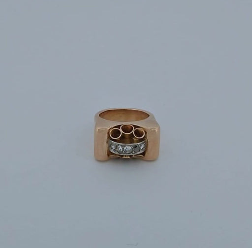 Bague 43 Bague Tank en or rose 18 carats et diamants taille rose 58 Facettes 3042363