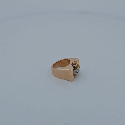 Bague 43 Bague Tank en or rose 18 carats et diamants taille rose 58 Facettes 3042363