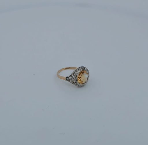 Bague 54.5 Bague citrine et diamants taille rose en or bicolore 18 carats 58 Facettes RV CREATION - 3042314