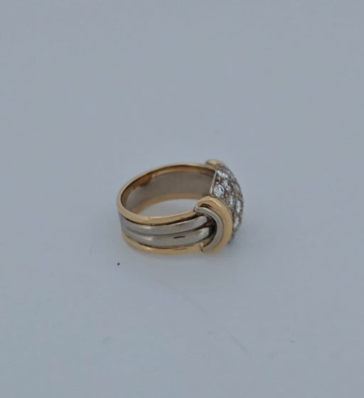Bague 46.5 Bague en or jaune et blanc 18 carats avec diamants 58 Facettes RV CREATION - 2909894