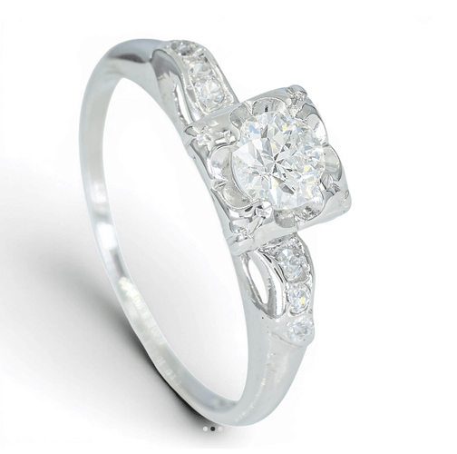 Bague 55 Bague solitaire en or 14K avec diamant 0,54 ct 58 Facettes AF52