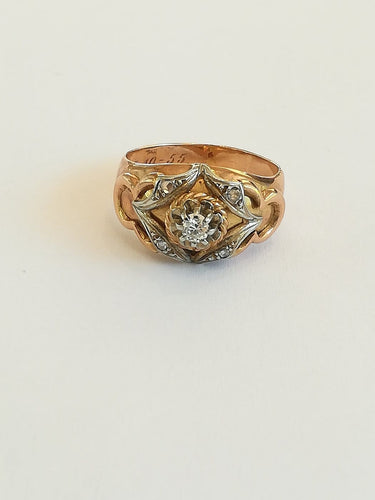 Bague 54 Bague ancienne trois ors 18 ct avec diamants 58 Facettes 00923