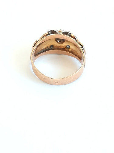 Bague 54 Bague ancienne trois ors 18 ct avec diamants 58 Facettes 00923