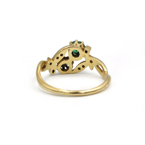 Bague 56.5 Bague Toi & Moi en or jaune et blanc avec diamants et émeraude 58 Facettes 260109R