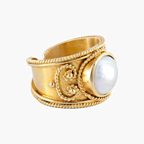 Bague 53.5 Sultan - Bague jonc en or jaune et nacre 58 Facettes BO/220077