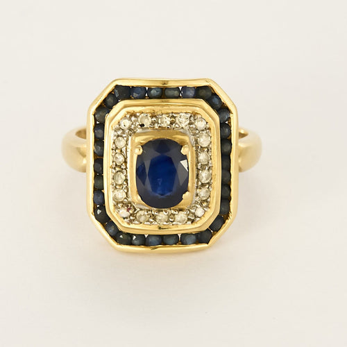 Bague 56 Bague en or jaune, saphirs et diamants 58 Facettes 260072