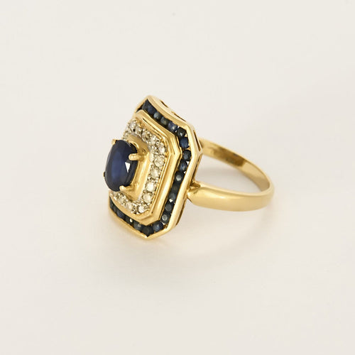 Bague 56 Bague en or jaune, saphirs et diamants 58 Facettes 260072