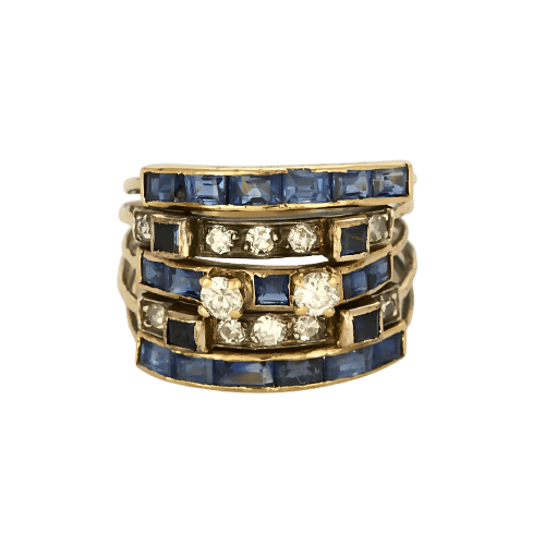 Bague 53 Bague en Or jaune 18K diamants et saphirs calibrés 58 Facettes 260251