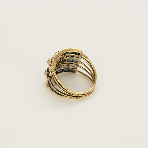 Bague 53 Bague en Or jaune 18K diamants et saphirs calibrés 58 Facettes 260251