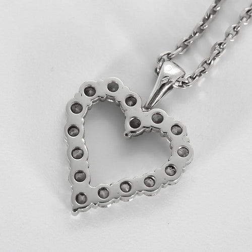 Collier Collier et Pendentif Coeur en or gris et diamants 58 Facettes 260297