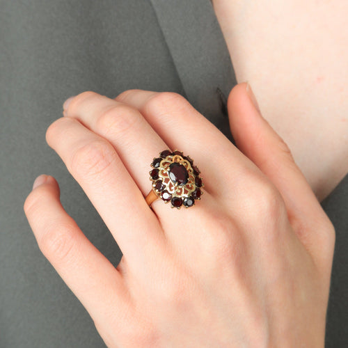 Bague 59 Arabesque - Bague en or jaune 18 carats grenat 58 Facettes BO/220060