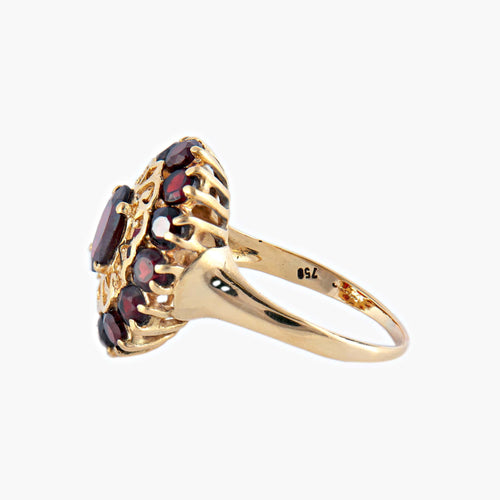 Bague 59 Arabesque - Bague en or jaune 18 carats grenat 58 Facettes BO/220060