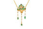 Collier Collier années 50 - Collier en or jaune 18 carats avec émeraudes et perles 58 Facettes 23683