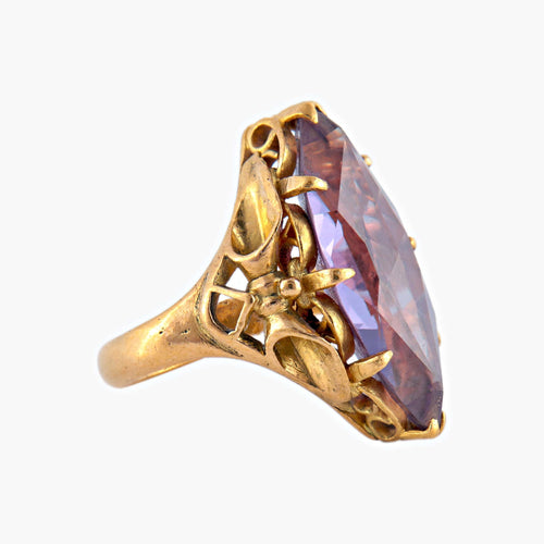 Bague 49.5 Fantasy - Bague marquise en or jaune améthyste 58 Facettes BO/220018 RIV