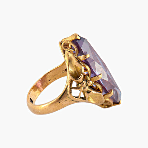 Bague 49.5 Fantasy - Bague marquise en or jaune améthyste 58 Facettes BO/220018 RIV
