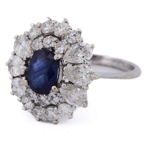Bague Bague en or blanc 18 carats avec saphir et diamants 58 Facettes AN63 (00029)