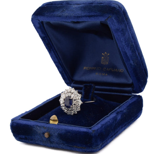 Bague Bague en or blanc 18 carats avec saphir et diamants 58 Facettes AN63 (00029)