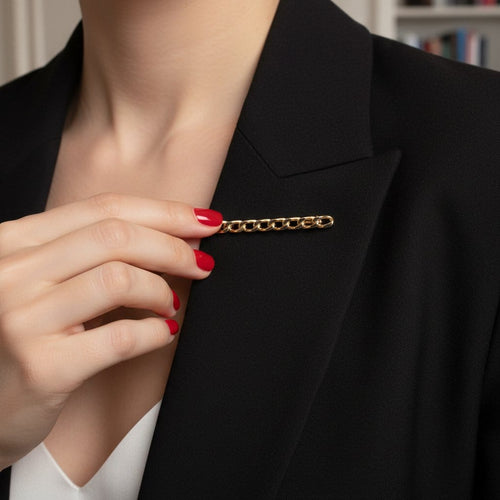 Broche Mellerio - Broche maille gourmette en or jaune 18 carats 58 Facettes 1.0000350