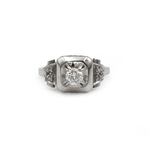 Bague 51 Bague ancienne - Bague en or blanc, platine et diamants 58 Facettes 260028SP