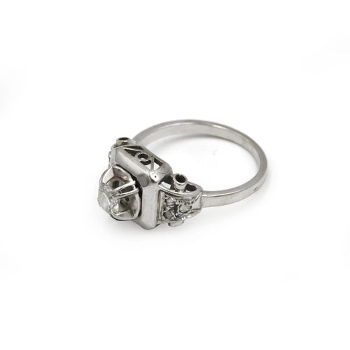 Bague 51 Bague ancienne - Bague en or blanc, platine et diamants 58 Facettes 260028SP