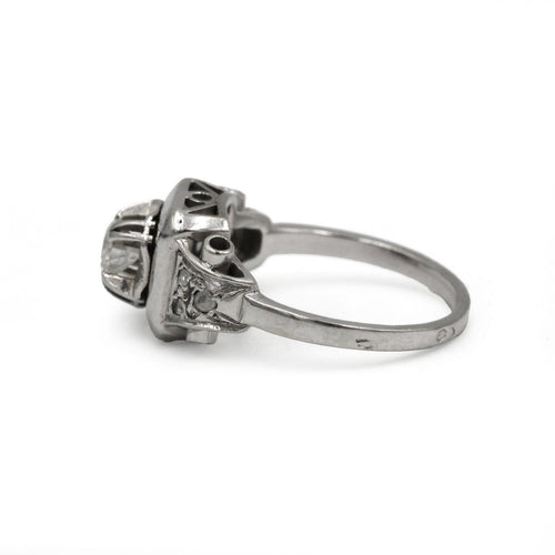 Bague 51 Bague ancienne - Bague en or blanc, platine et diamants 58 Facettes 260028SP
