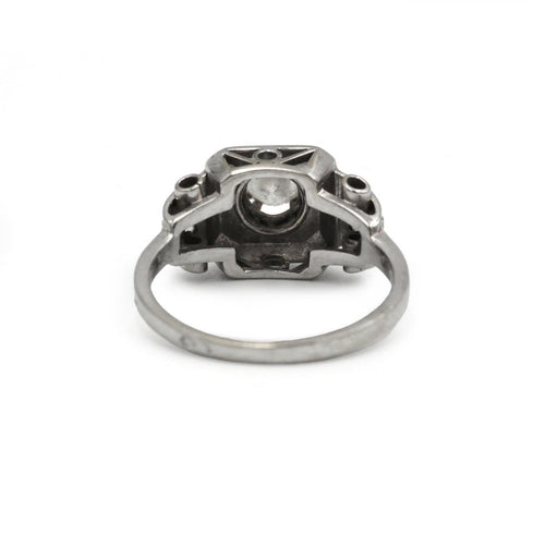 Bague 51 Bague ancienne - Bague en or blanc, platine et diamants 58 Facettes 260028SP