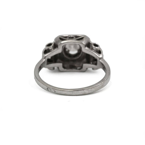 Bague 51 Bague ancienne - Bague en or blanc, platine et diamants 58 Facettes 260028SP