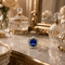 Bague 56 Bague halo en or blanc 18k avec tourmaline bleue et diamants 58 Facettes 50451
