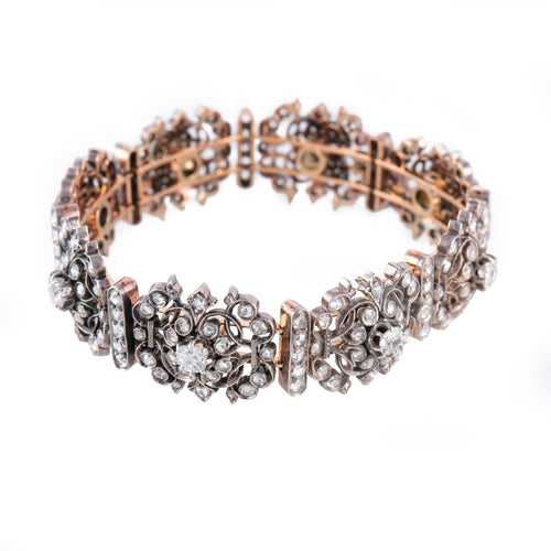 Bracelet Bracelet ancien en or rose et argent, diamants 58 Facettes BO/2200126