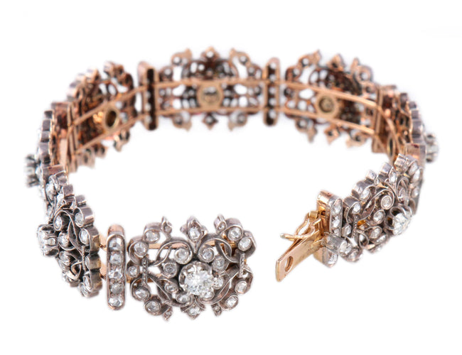 Bracelet Bracelet ancien en or rose et argent, diamants 58 Facettes BO/2200126
