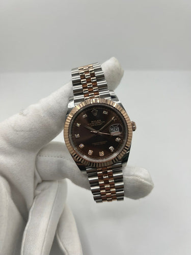 Montre Rolex Datejust 41 - Montre en or rose et acier avec diamants 58 Facettes 1865