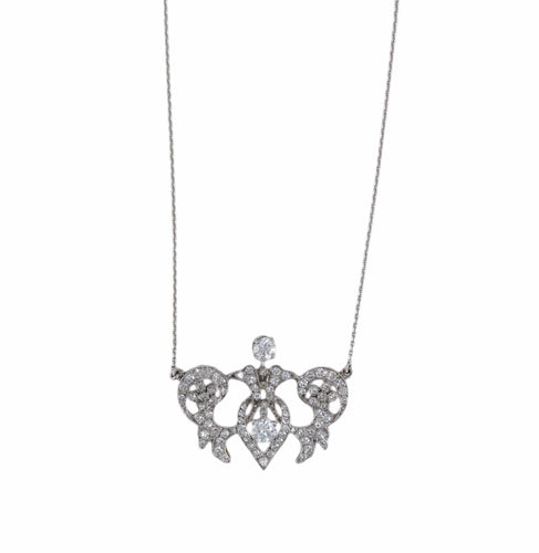 Collier Collier Art nouveau en or blanc 18 carats, platine et diamants 58 Facettes BO/220125