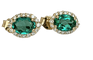 Boucles d'oreilles Boucles d’oreilles puces - Tourmalines vertes et diamants en or jaune 18 kt 58 Facettes earrings