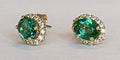 Boucles d'oreilles Boucles d’oreilles puces - Tourmalines vertes et diamants en or jaune 18 kt 58 Facettes earrings