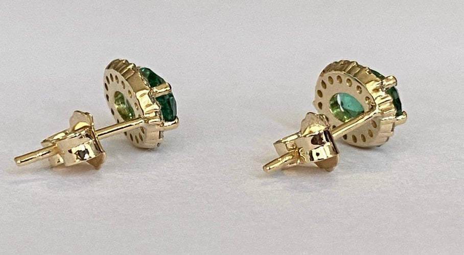 Boucles d'oreilles Boucles d’oreilles puces - Tourmalines vertes et diamants en or jaune 18 kt 58 Facettes earrings