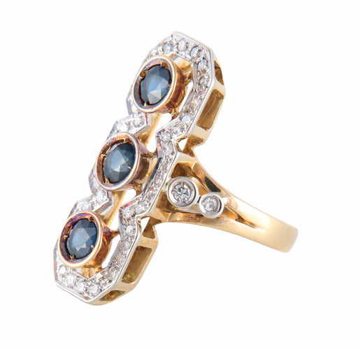 Bague 52 Art Déco - Bague en or jaune saphirs et diamants 58 Facettes BO/220088