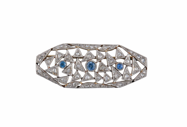 Broche Art Déco - Broche en or blanc et platine diamants et saphirs 58 Facettes BO/2201301