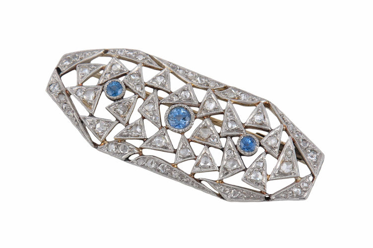 Broche Art Déco - Broche en or blanc et platine diamants et saphirs 58 Facettes BO/2201301