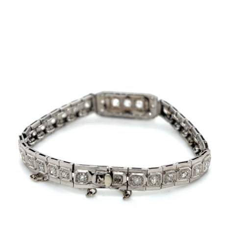 Tennis bracelet Art Deco in platinum 950 and diamonds 
